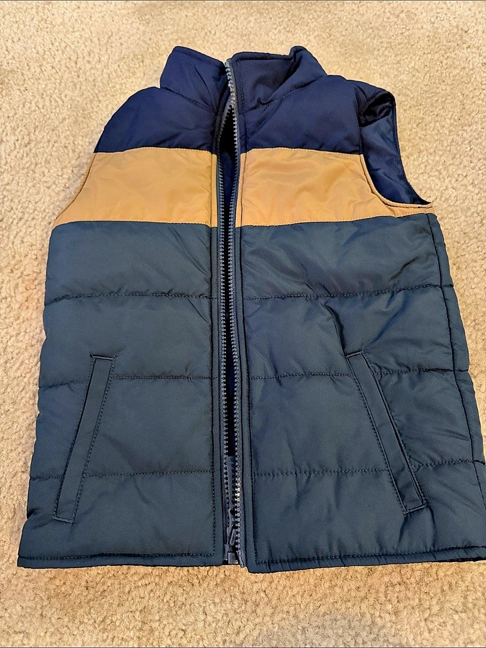 carter's Soft & Cozy Vest Boys Size 5 Blue & Brown NWT